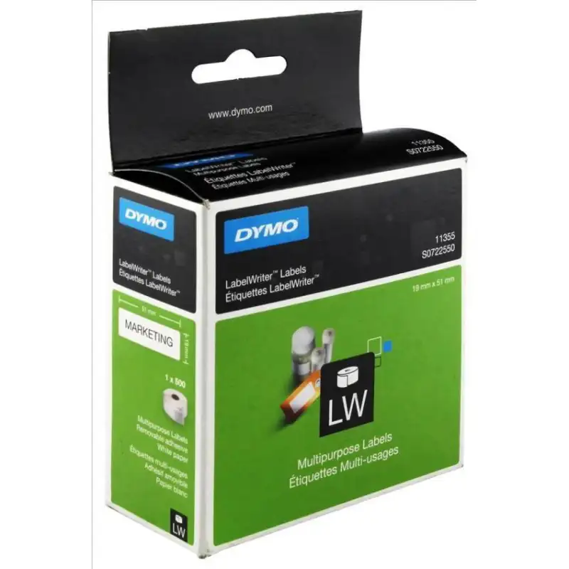 (S0722550) DYMO ETIQUETAS MULTIFUNCIÓN - BLANCO - 19X51MM - ROTULADORA LABELWRITER (ROLLO 500UD)