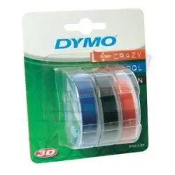 (S0847750) DYMO CINTA TRADICIONAL 84775 - NEGRO AZUL ROJO - 9MMX3M - BLISTER 3 UDS