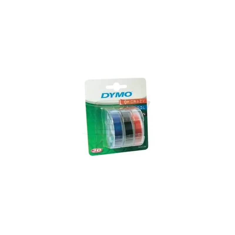 (S0847750) DYMO CINTA TRADICIONAL 84775 - NEGRO AZUL ROJO - 9MMX3M - BLISTER 3 UDS