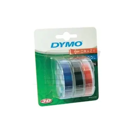 (S0847750) DYMO CINTA TRADICIONAL 84775 - NEGRO AZUL ROJO - 9MMX3M - BLISTER 3 UDS