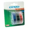 (S0847750) DYMO CINTA TRADICIONAL 84775 - NEGRO AZUL ROJO - 9MMX3M - BLISTER 3 UDS