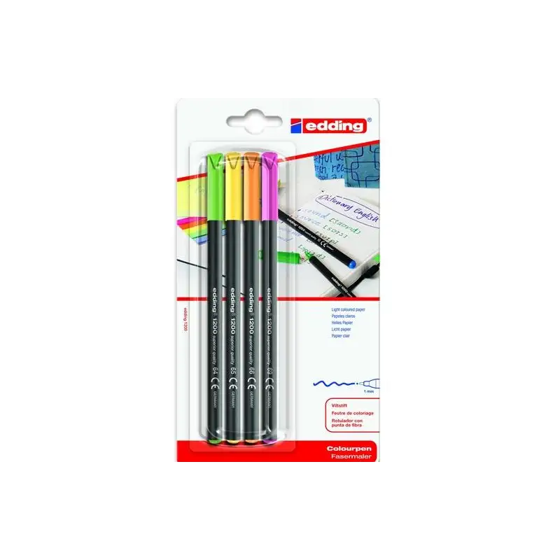(10e-1200NEON4) EDDING ROTULADORES PUNTA DE FIBRA 1200 BLISTER 4 C/SURTIDOS NEÓN