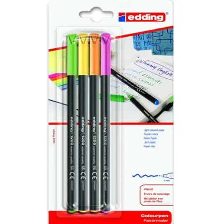 (10e-1200NEON4) EDDING ROTULADORES PUNTA DE FIBRA 1200 BLISTER 4 C/SURTIDOS NEÓN