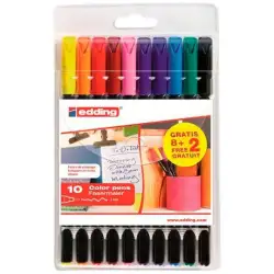 (1200-8+2S) EDDING ROTULADOR 1200 PUNTA FINA C/SURTIDOS ESTUCHE DE 8+2 GRATIS