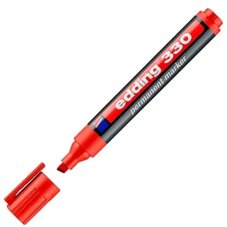 (330-02) EDDING MARCADOR PERMANENTE 330 PUNTA BISELADA ROJO