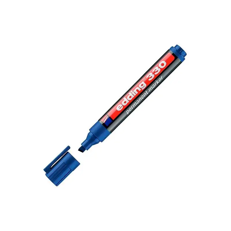 (330-03) EDDING MARCADOR PERMANENTE 330 PUNTA BISELADA AZUL