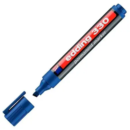 (330-03) EDDING MARCADOR PERMANENTE 330 PUNTA BISELADA AZUL