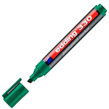 (330-04) EDDING MARCADOR PERMANENTE 330 PUNTA BISELADA VERDE