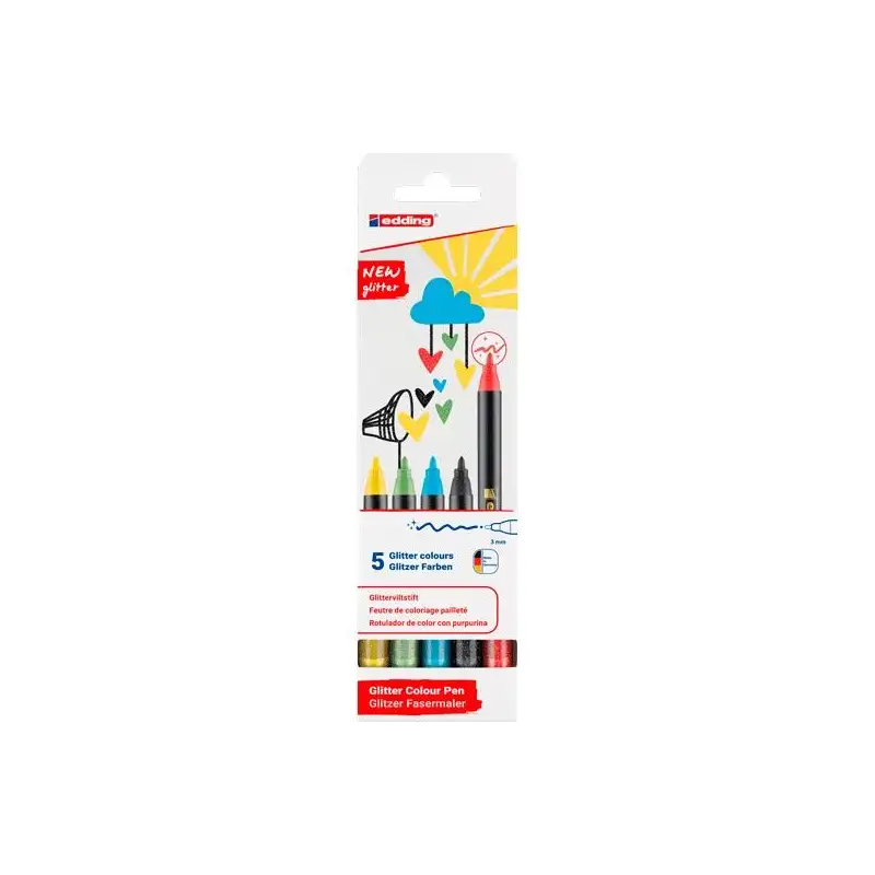 (4-1200-5-3) EDDING ROTULADOR 1200 GLITTER BÁSICO COLORES SURTIDOS PACK 5 UD