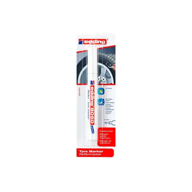 (e-8050/1) EDDING MARCADOR PERMANENTE PARA NEUMÁTICOS Y SUPERFICIES DE GOMA BLÍSTER BLANCO