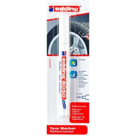 (e-8050/1) EDDING MARCADOR PERMANENTE PARA NEUMÁTICOS Y SUPERFICIES DE GOMA BLÍSTER BLANCO