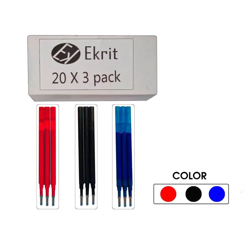 (RF-BLACK) EKRIT RECAMBIO TINTA GEL PARA BOLÍGRAFO BORRABLE NEGRO - BLISTER DE 3