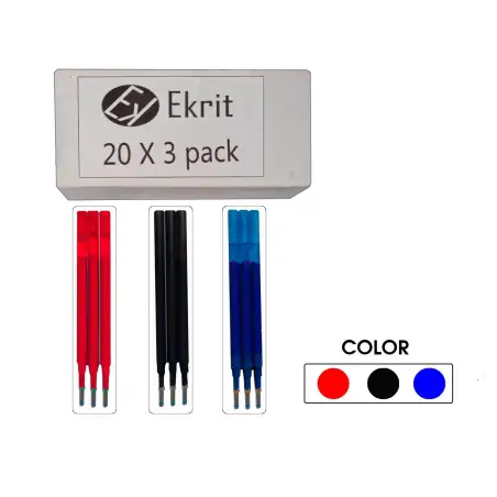 (RF-BLACK) EKRIT RECAMBIO TINTA GEL PARA BOLÍGRAFO BORRABLE NEGRO - BLISTER DE 3