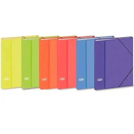 (100580256) ELBA CLASIFICADOR ELBACOLOR 12 SEPARADORES FOLIO C/SOLAPA Y GOMAS CARTÓN FORRADO COLORES SURTIDOS