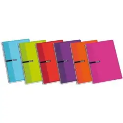 (100430081) ENRI CUADERNO ESPIRAL 80H 1/4 60GR 4X4MM C/MARGEN TAPAS DURAS C/SURTIDOS