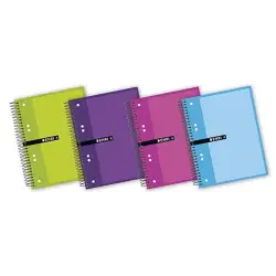 (100430087) ENRI CUADERNO ESPIRAL MICROPERFORADO 140H A5+ 5X5M 6 TALADROS T/EXTRADURAS C/SURTIDOS