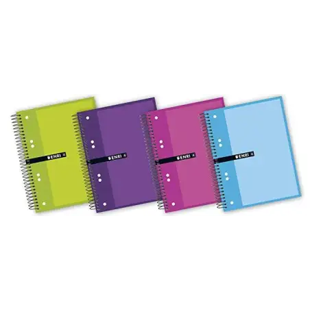 (100430087) ENRI CUADERNO ESPIRAL MICROPERFORADO 140H A5+ 5X5M 6 TALADROS T/EXTRADURAS C/SURTIDOS