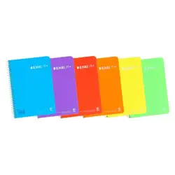 (400137331) ENRI CUADERNO ESPIRAL 80 HOJAS 90GR 5X5 C/M TAPA PLÁSTICO FOLIO SURTIDOS
