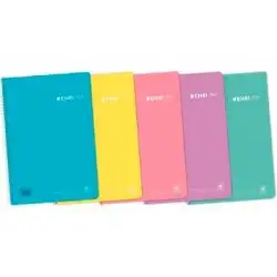 (400150288) ENRI CUADERNO ESPIRAL 1/4 80H 90GR 4X4MM C/M TAPA PP C/SURTIDOS PASTEL