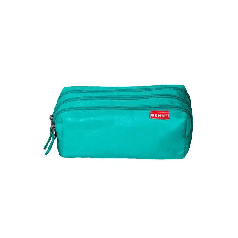 (400195237) ENRI ESTUCHE 3 CREMALLERAS POLIÉSTER VERDE AZULADO