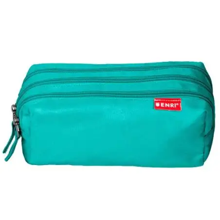 (400195237) ENRI ESTUCHE 3 CREMALLERAS POLIÉSTER VERDE AZULADO