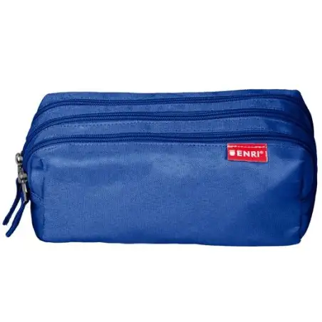(400195238) ENRI ESTUCHE 3 CREMALLERAS POLIÉSTER AZUL
