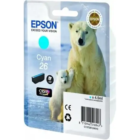 (C13T26124012) EPSON TINTA CIAN CLARIA PREMIUM XP 510 520 600 605 610 615 620 625 700 710 720 800 810 820 - 26