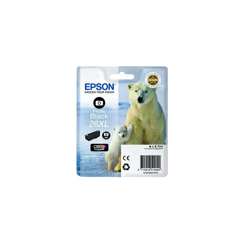 (C13T26314012) EPSON TINTA NEGRO FHOTO CLARIA PREMIUM XP 510 520 600 605 610 615 620 625 700 710 720 800 810 820 - 26XL ALTA ...