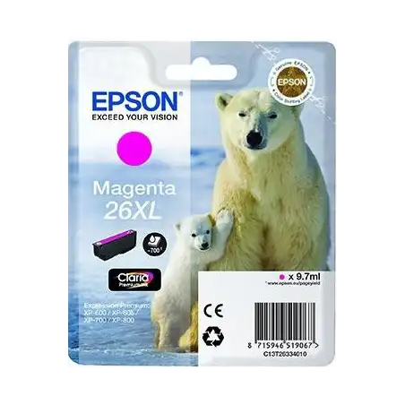 (C13T26334012) EPSON TINTA MAGENTA CLARIA PREMIUM XP 510 520 600 605 610 615 620 625 700 710 720 800 810 820 - 26XL ALTA CAPA...