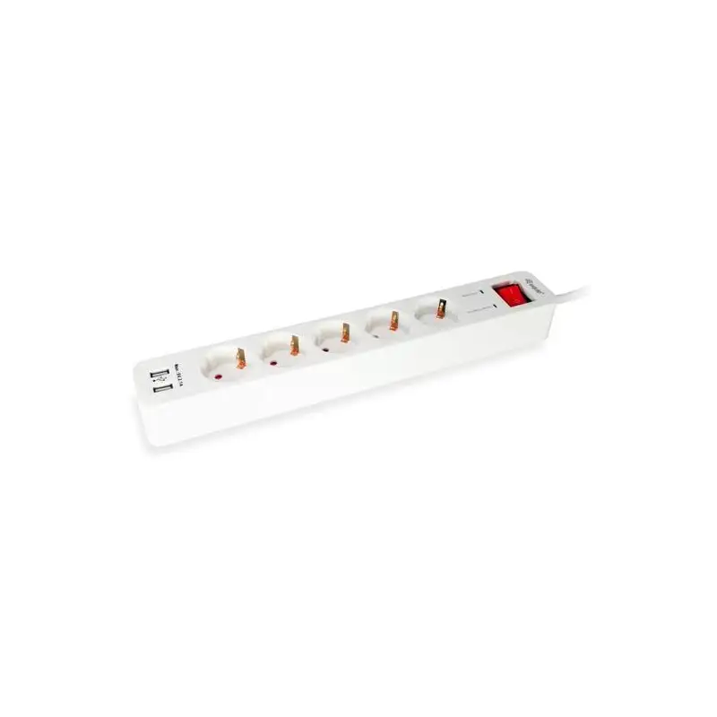 (245554) EQUIP REGLETA CON 5 TOMAS + 2 USB CON CABLE DE 1´5 M.Y BOTÓN DE APAGADO Y ENCENDIDO