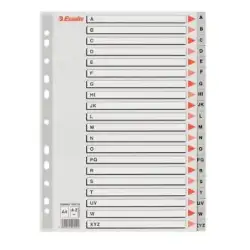 (100112) ESSELTE ABECEDARIO SEPARADOR MULTITALADRO A-Z  POLIPROPILENO A4 GRIS CON CARÁTULA ÍNDICE CARTÓN COLOR