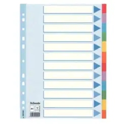 (100194) ESSELTE SEPARADORES MULTITALADRO CARTÓN 12 POSICIONES A4 ÍNDICE COLORES