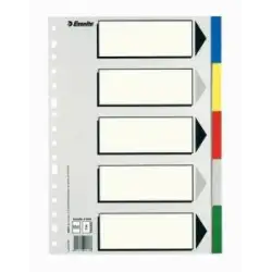 (11609) ESSELTE SEPARADORES 5 POSICIONES FOLIO PP COLORES CON CARÁTULA ÍNDICE CARTÓN BLANCO / NEGRO