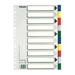 (11610) ESSELTE SEPARADORES 10 POSICIONES FOLIO PP COLORES CON CARÁTULA ÍNDICE CARTÓN BLANCO / NEGRO
