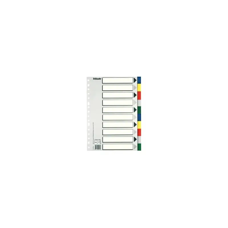 (11610) ESSELTE SEPARADORES 10 POSICIONES FOLIO PP COLORES CON CARÁTULA ÍNDICE CARTÓN BLANCO / NEGRO