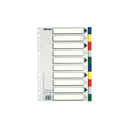 (11610) ESSELTE SEPARADORES 10 POSICIONES FOLIO PP COLORES CON CARÁTULA ÍNDICE CARTÓN BLANCO / NEGRO