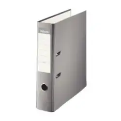 (42322) ESSELTE ARCHIVADOR PALANCA FOLIO LOMO ANCHO PP INTERIOR FORRADO EN PAPEL RADO CANTONERAS GRIS