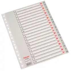 (47138) ESSELTE INDICE ABECEDARIO SEPARADOR MULTITALADRO FOLIO GRIS POLIPROPILENO