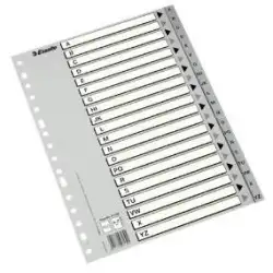 (47140) ESSELTE ABECEDARIO SEPARADOR MULTITALADRO POLIPROPILENO A4 GRIS CON CARÁTULA ÍNDICE CARTÓN BLANCO / NEGRO