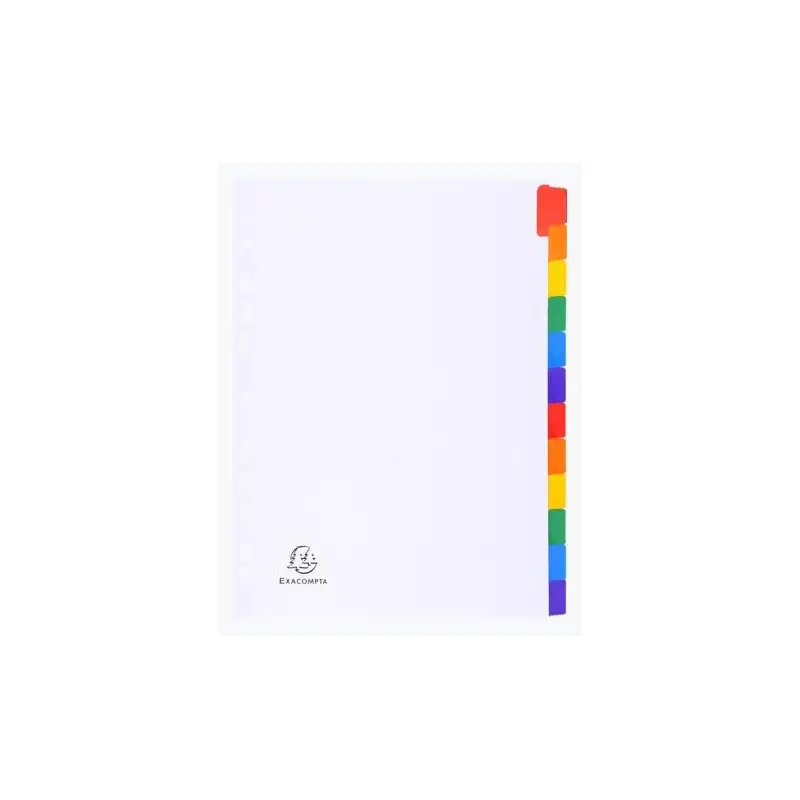 (2312E) EXACOMPTA SEPARADORES CARTULINA BLANCA 160GR 12 POSICIONES A4 PESTAÑAS COLORES