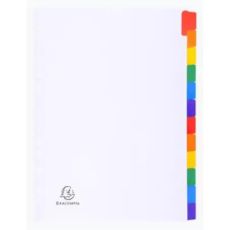 (2312E) EXACOMPTA SEPARADORES CARTULINA BLANCA 160GR 12 POSICIONES A4 PESTAÑAS COLORES