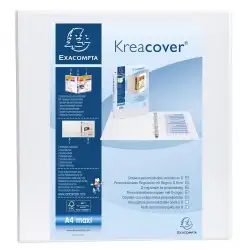 (51844E) EXACOMPTA CARPETA 4 ANILLAS MIXTAS 50MM KREACOVER FORRADA PP A4+ PERSONALIZABLE 3 BOLSOS EXTERIORES BLANCO