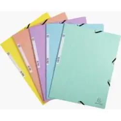 (55560E) EXACOMPTA CARPETA AQUAREL CARTÓN LUSTRADO 400 GR TRES SOLAPAS GOMAS A4 MATE SURTIDOS PASTEL -5U-