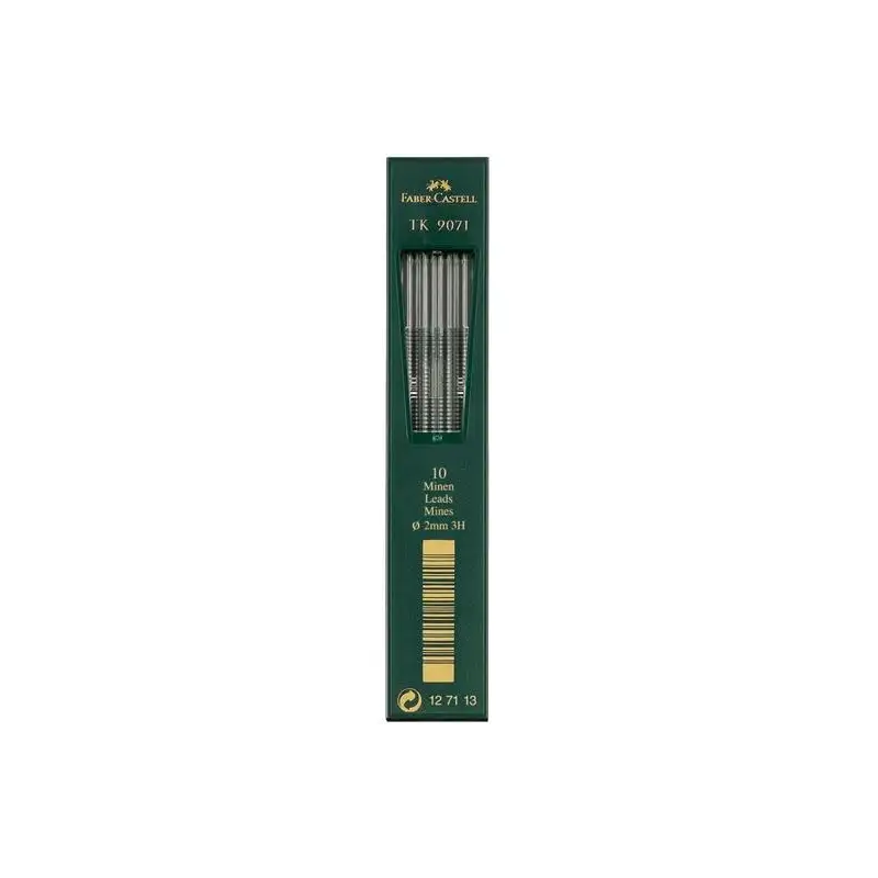 (127113) FABER CASTELL MINAS TK 9071 DIBUJO 2MM 3H ESTUCHE 10UD NEGRO INTENSO