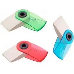(182412) FABER CASTELL GOMA DE BORRAR SLEEVE MINI CON FUNDA COLORES SURTIDOS TRANSLÚCIDOS