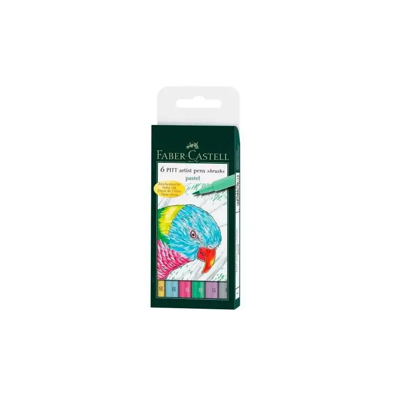 (167163) FABER CASTELL ROTULADORES PITT ARTIST PEN BRUSH PUNTA PINCEL C/SURTIDOS PASTEL ESTUCHE 6 UD