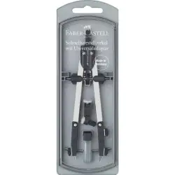 (174035) FABER CASTELL COMPÁS ARTICULADO DE AJUSTE RÁPIDO ADAPTADOR UNIVERSAL 17CM + ACCESORIOS