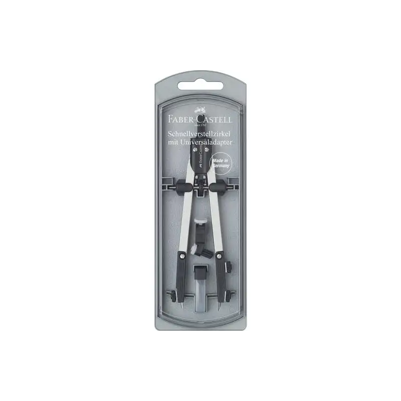 (174035) FABER CASTELL COMPÁS ARTICULADO DE AJUSTE RÁPIDO ADAPTADOR UNIVERSAL 17CM + ACCESORIOS