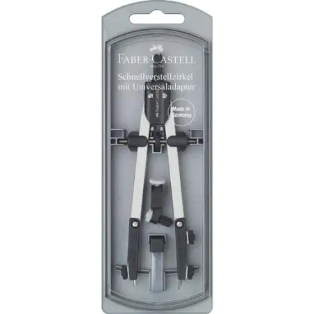 (174035) FABER CASTELL COMPÁS ARTICULADO DE AJUSTE RÁPIDO ADAPTADOR UNIVERSAL 17CM + ACCESORIOS