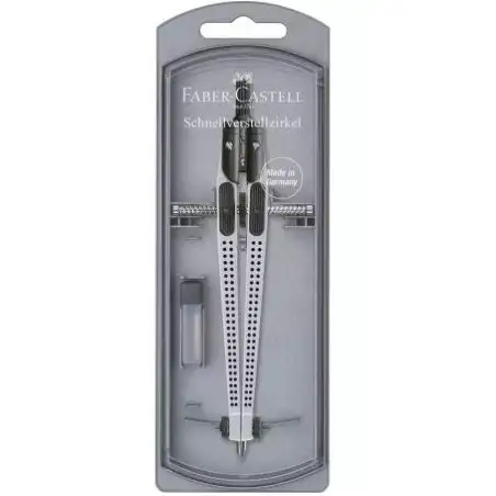 (174472) FABER CASTELL COMPÁS ARTICULADO DE AJUSTE RÁPIDO GRIP PLATEADO
